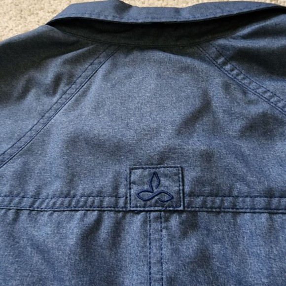 Prana Shirt Mens XL Long Sleeve Kip Hiking Fishing Roll Tab Button UPF 50+ Blue - Picture 5 of 13